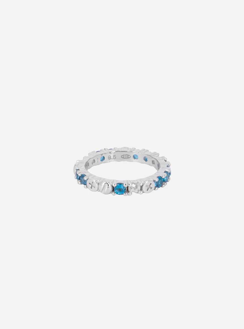 a MIDNIGHTFACTORY white gold ring with blue topaz and diamonds.