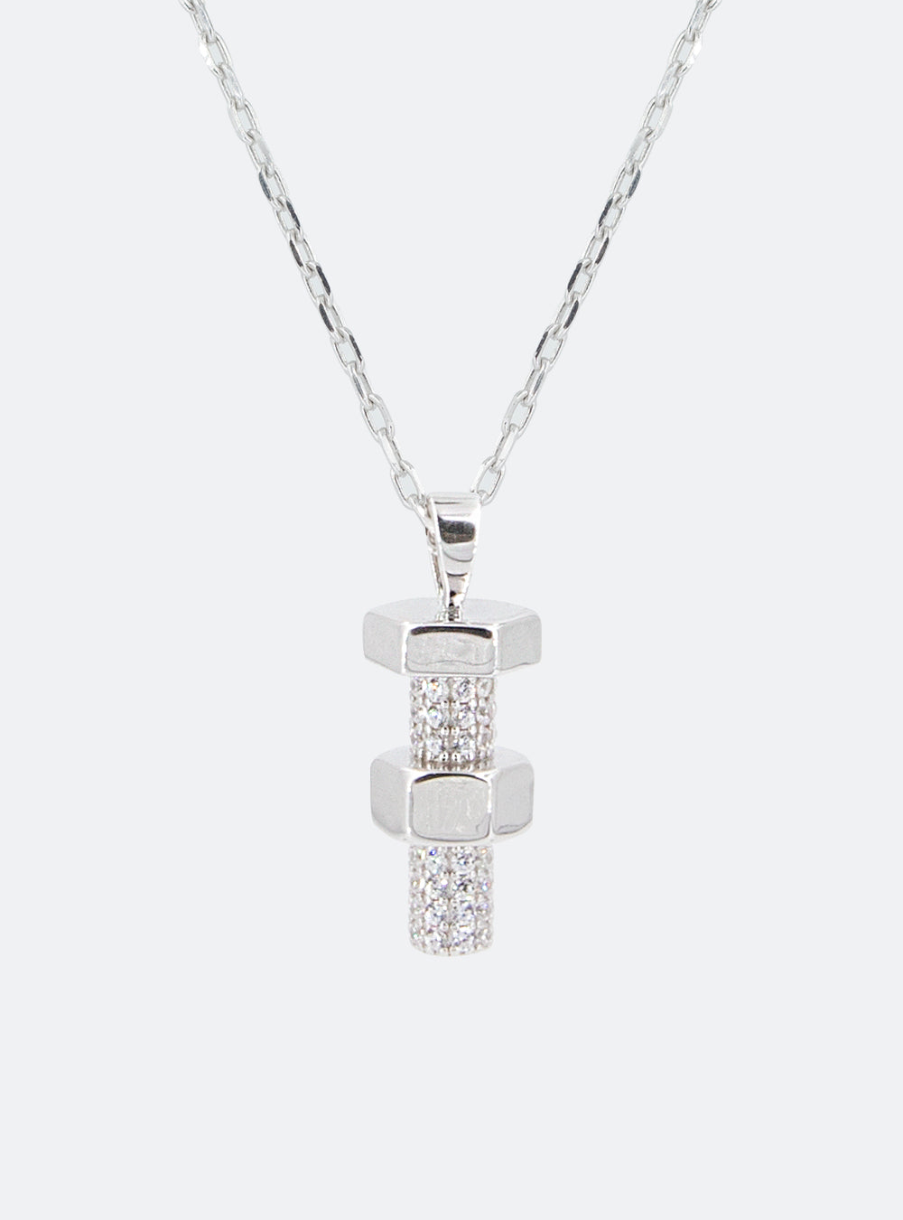 Hexbolt w/ cubic zirconia pendant necklace