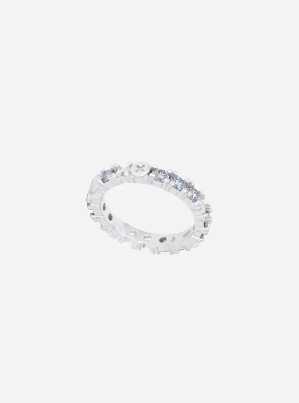 a Broken eternity ring with gray moissanite stones from MIDNIGHTFACTORY.