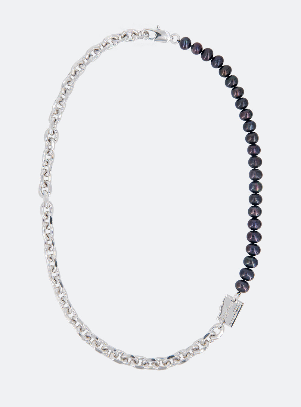 A Micro-SD black freshwater pearls necklace with adjustable length by MIDNIGHTFACTORY. [Pre-order]