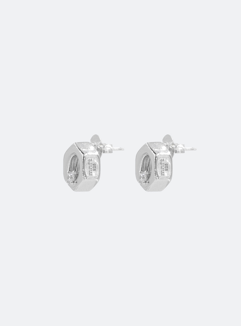 Hex-nut w/ cubic zirconia earrings
