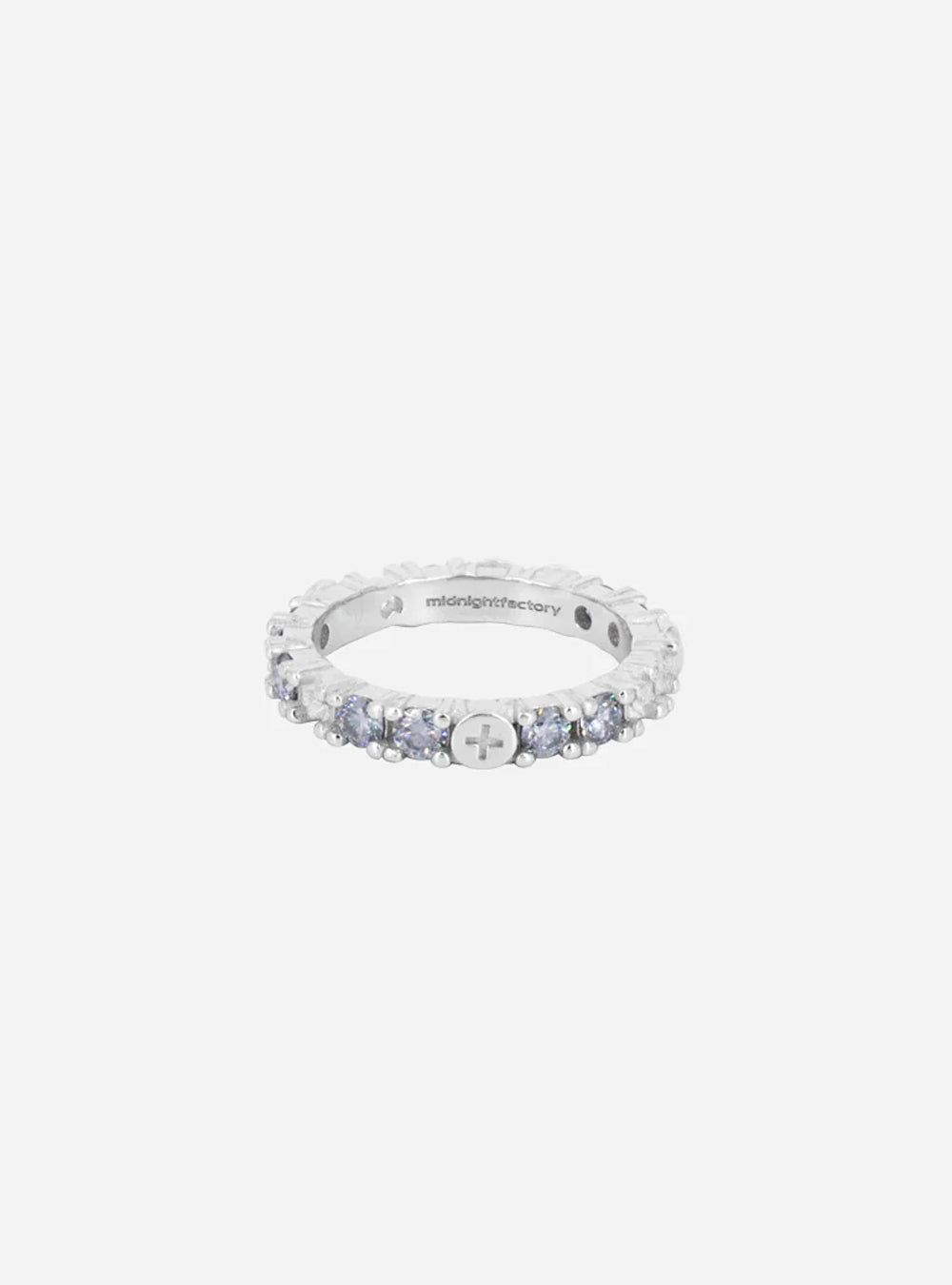 a Broken eternity ring with gray moissanite from MIDNIGHTFACTORY.