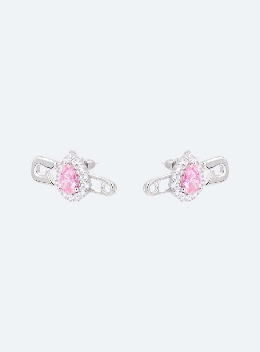 A pair of MIDNIGHTFACTORY cocktail safety-pin earrings on a white background.