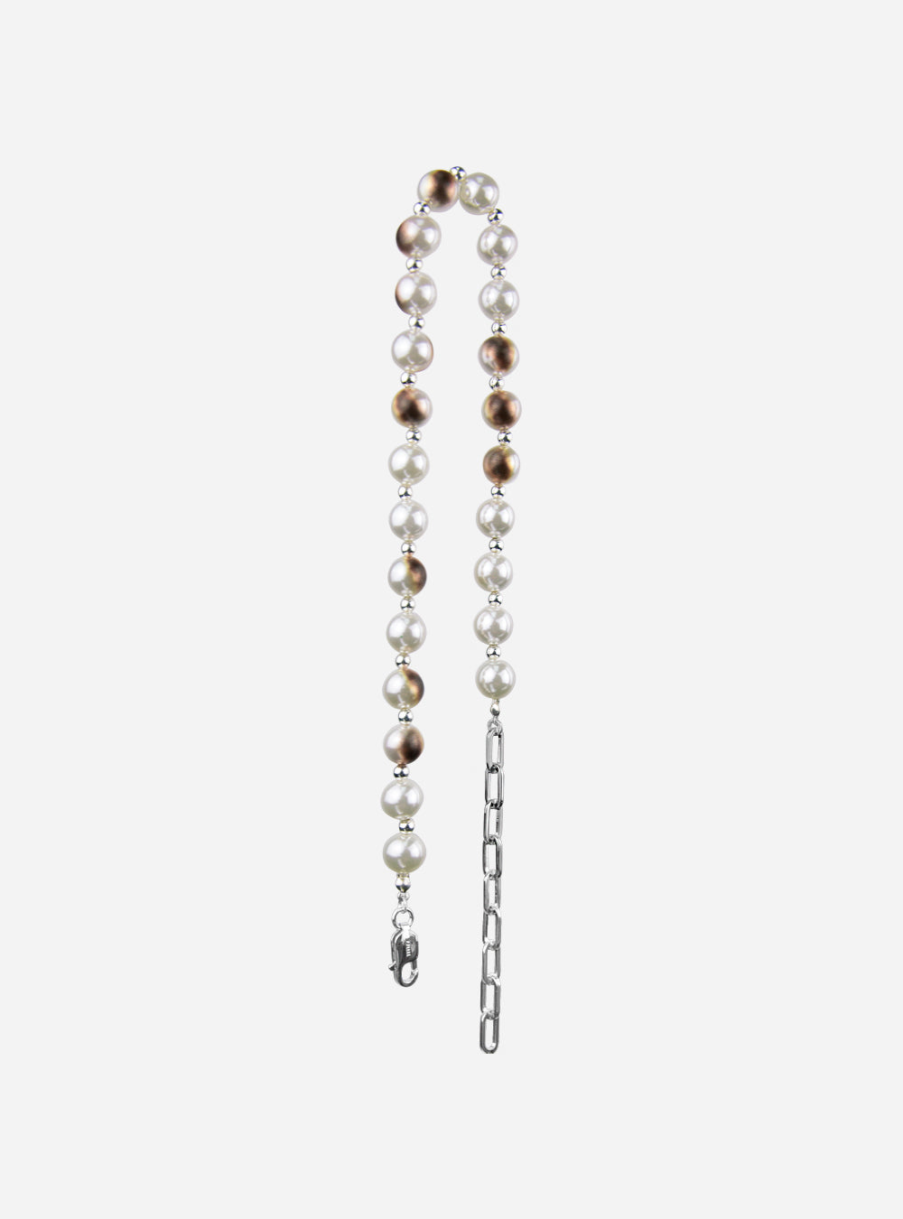 a Burnt pearls with silver beads necklace from MIDNIGHTFACTORY on a white background.