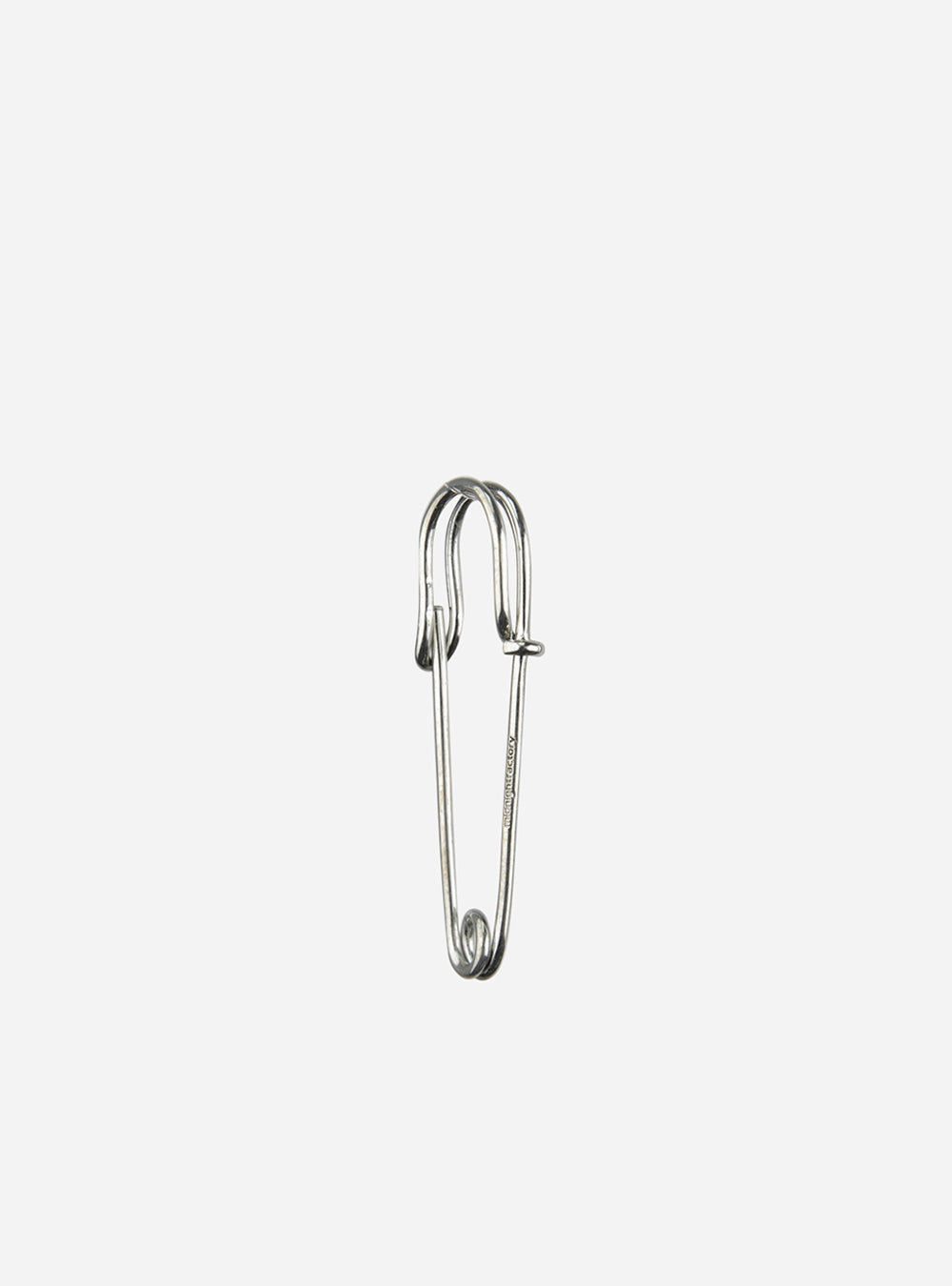 a small MIDNIGHTFACTORY silver Safety-pin earring on a white background.