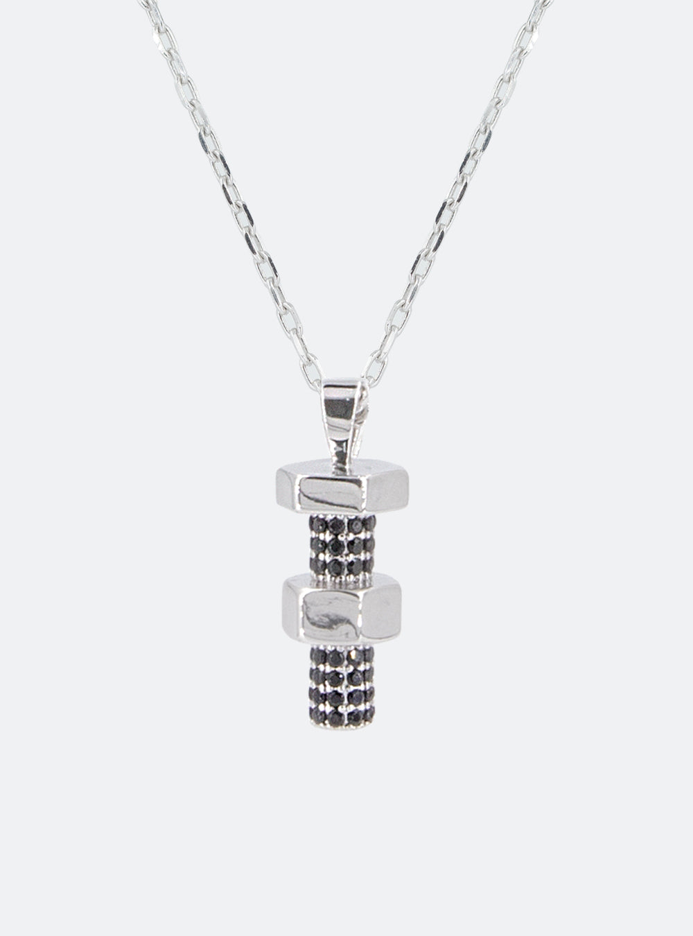 Hexbolt w/ cubic zirconia pendant necklace (Black)
