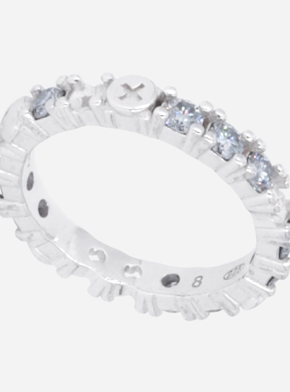 A Broken eternity ring with gray moissanite by MIDNIGHTFACTORY.
