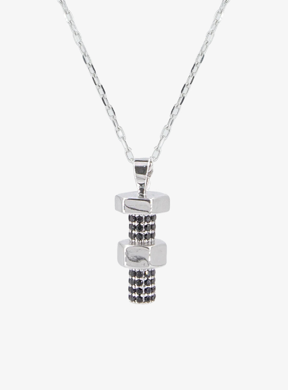 Hexbolt w/ cubic zirconia pendant necklace