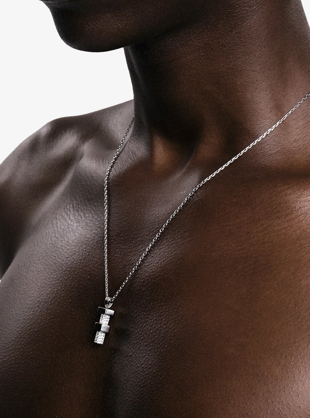 Hexbolt w/ cubic zirconia pendant necklace
