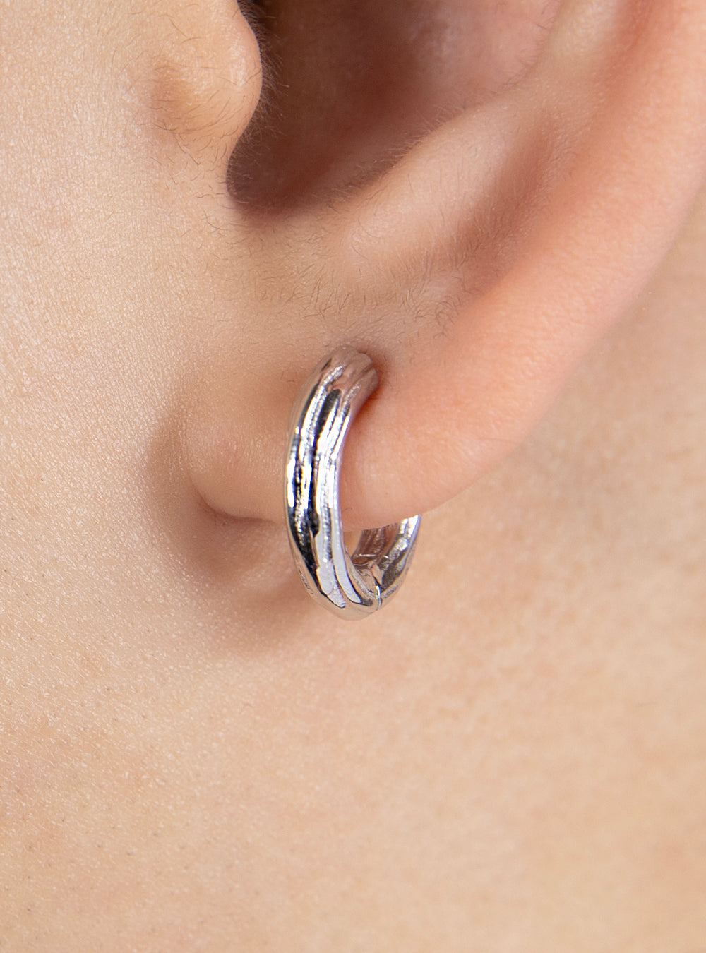Wooody hoop sterling silver earrings