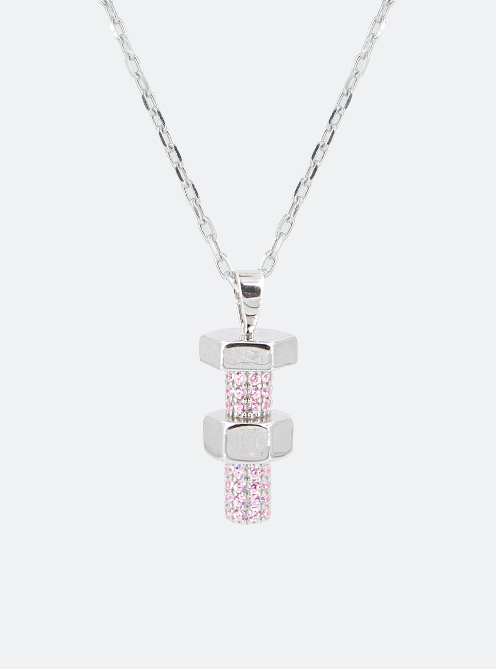 Hexbolt w/ cubic zirconia pendant necklace (Pink)