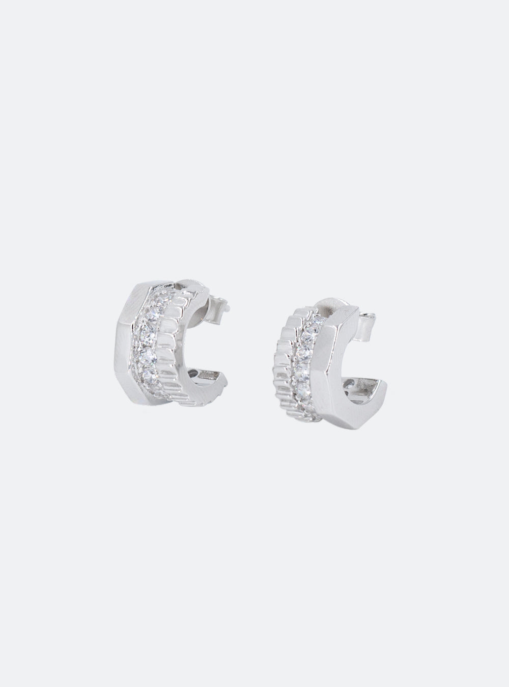 Hexnut and gear earrings (White)