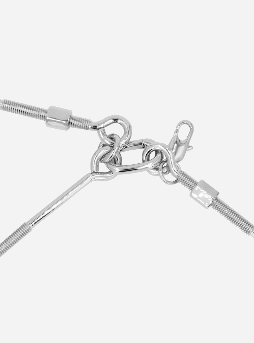 a MIDNIGHTFACTORY Screw-bolts bar necklace with a hook attached to it.