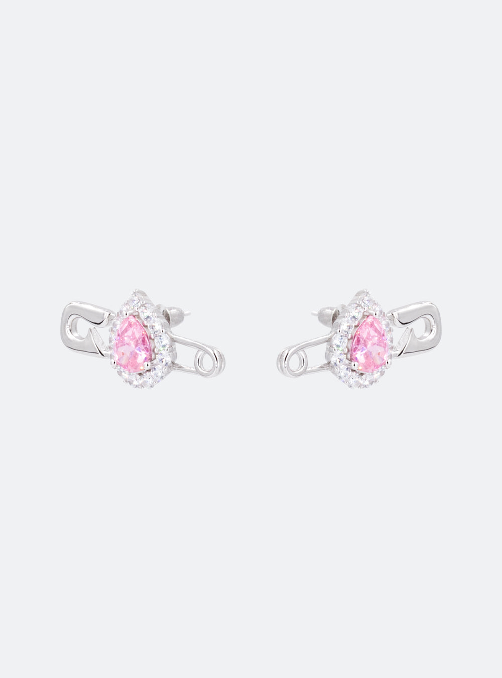 A pair of MIDNIGHTFACTORY cocktail safety-pin earrings on a white background.