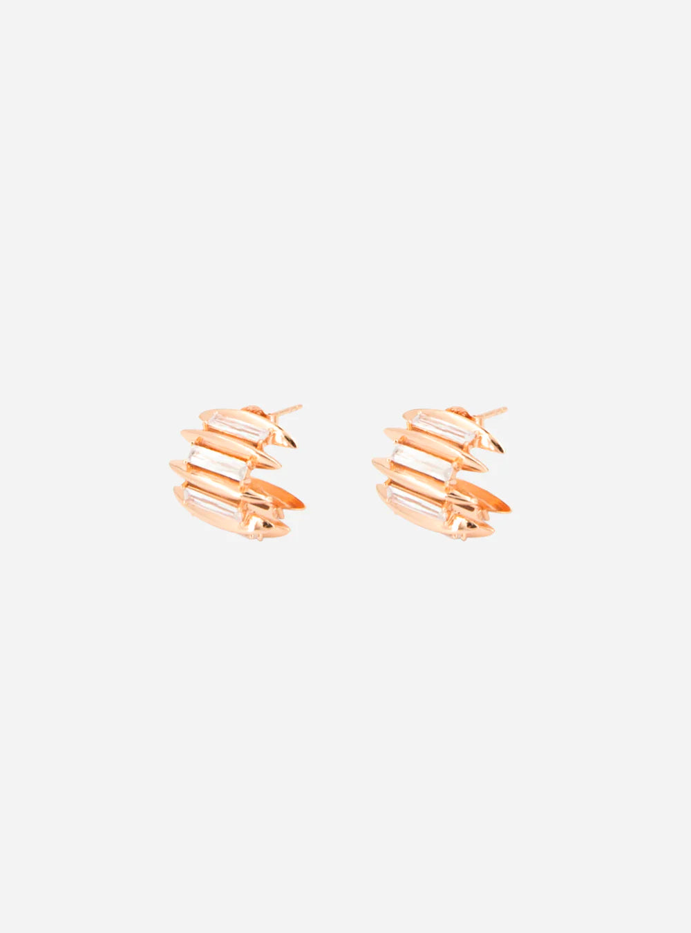 a pair of MIDNIGHTFACTORY Talon eternity earrings on a white background.