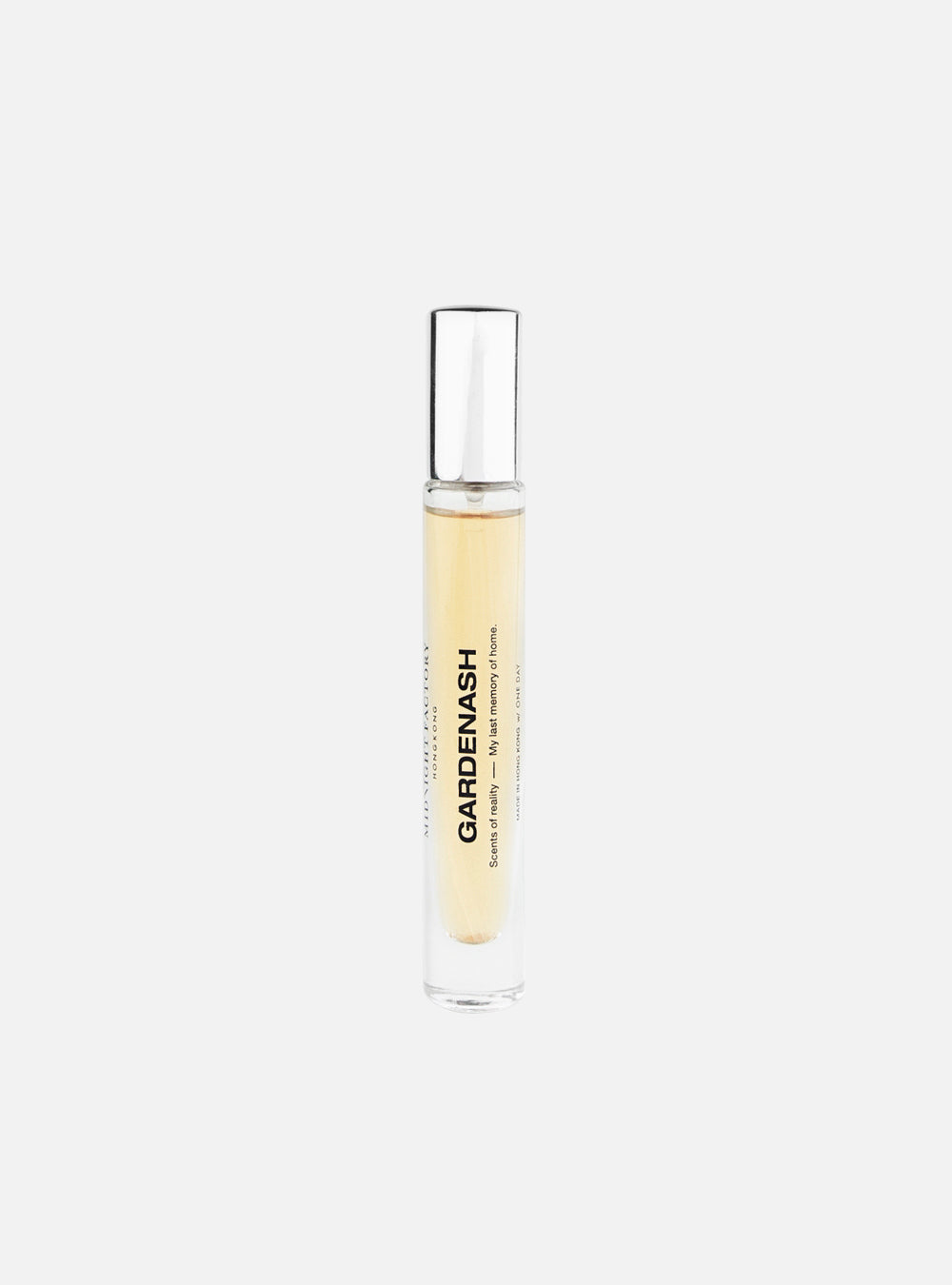 a bottle of MIDNIGHTFACTORY GARDENASH Eau de Parfum on a white background.