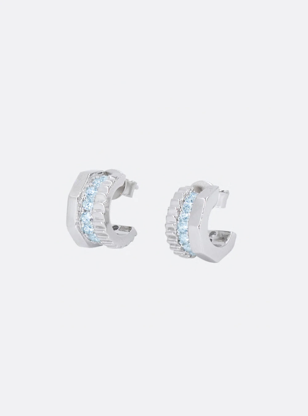Hexnut and gear earrings (Sky-blue)