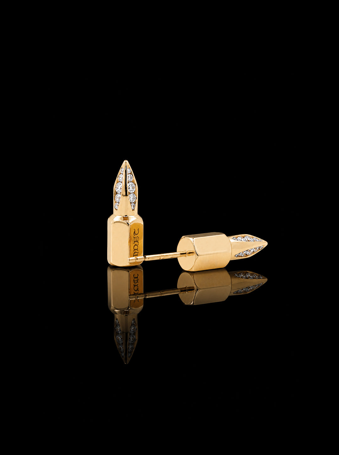 Dual driverbits 18K gold single earring, Diamonds【Made-to-order】