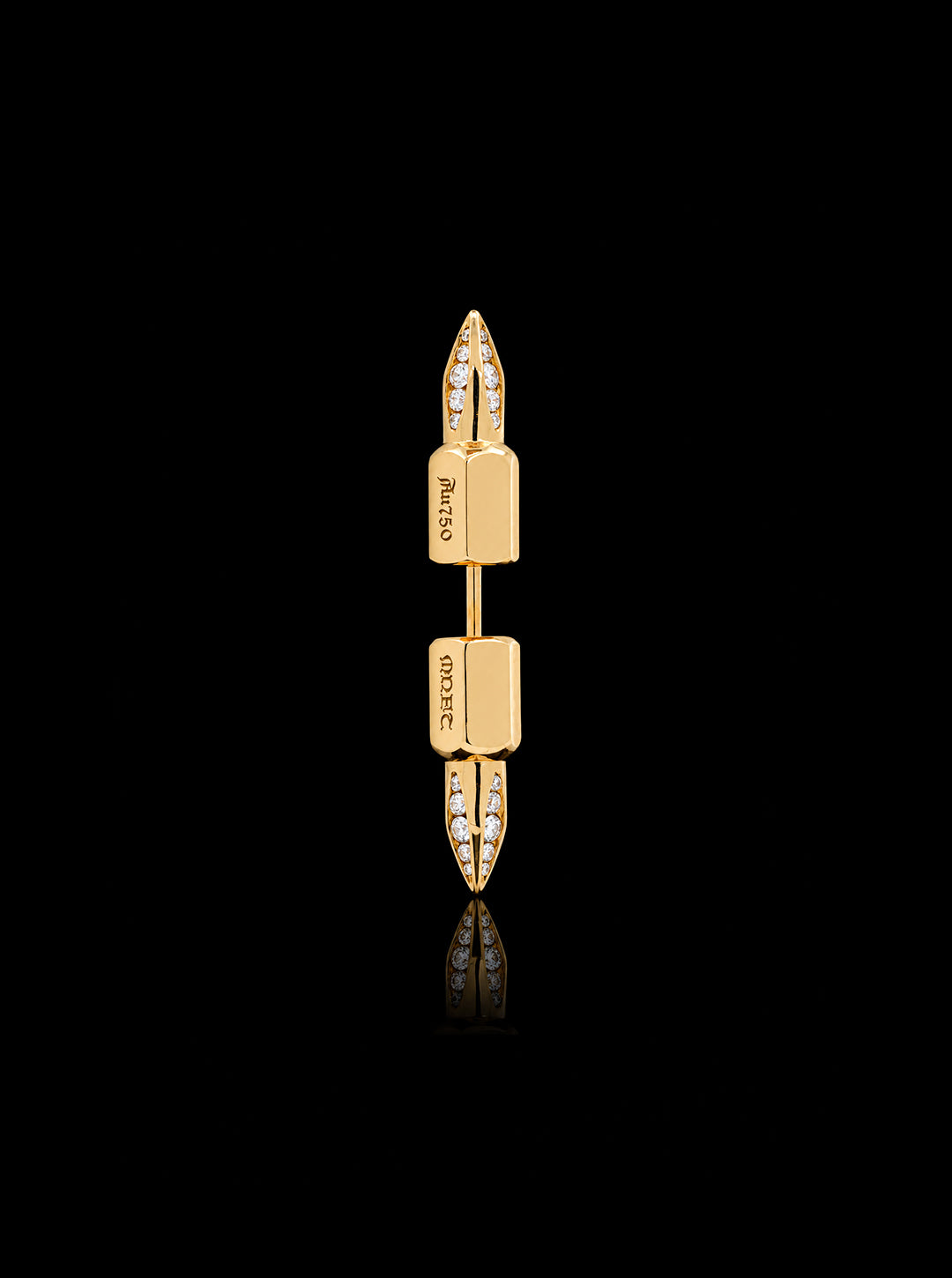 Dual driverbits 18K gold single earring, Diamonds【Made-to-order】