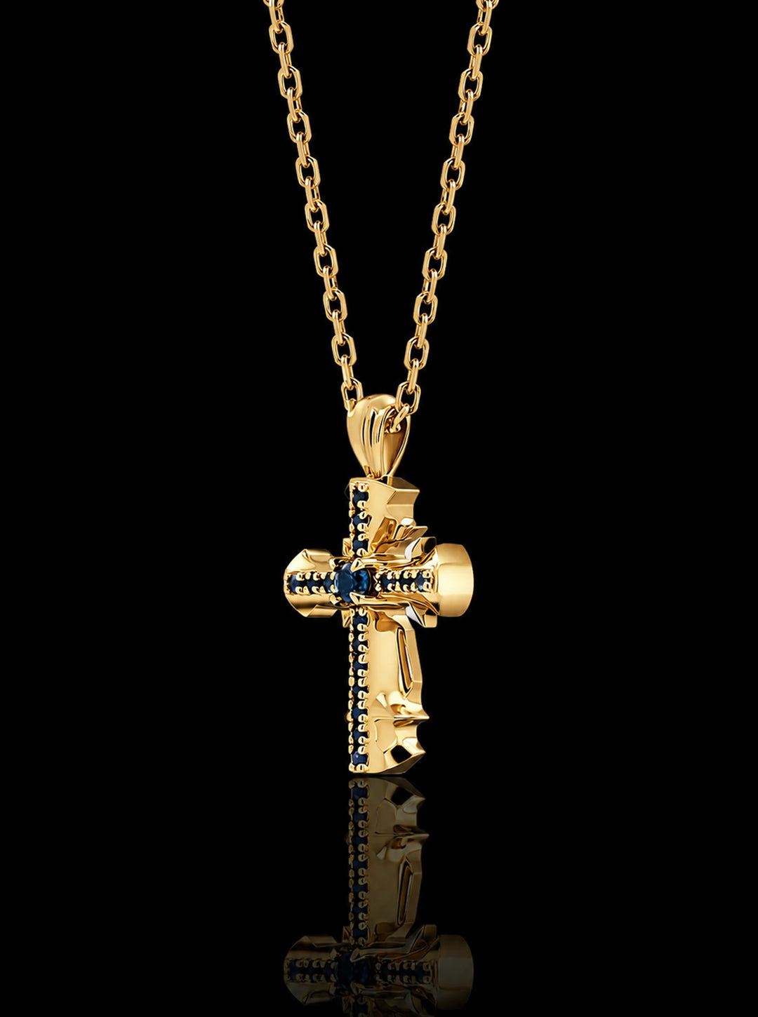Crucis core 18K gold pendant necklace, Sapphire [Made-to-order]