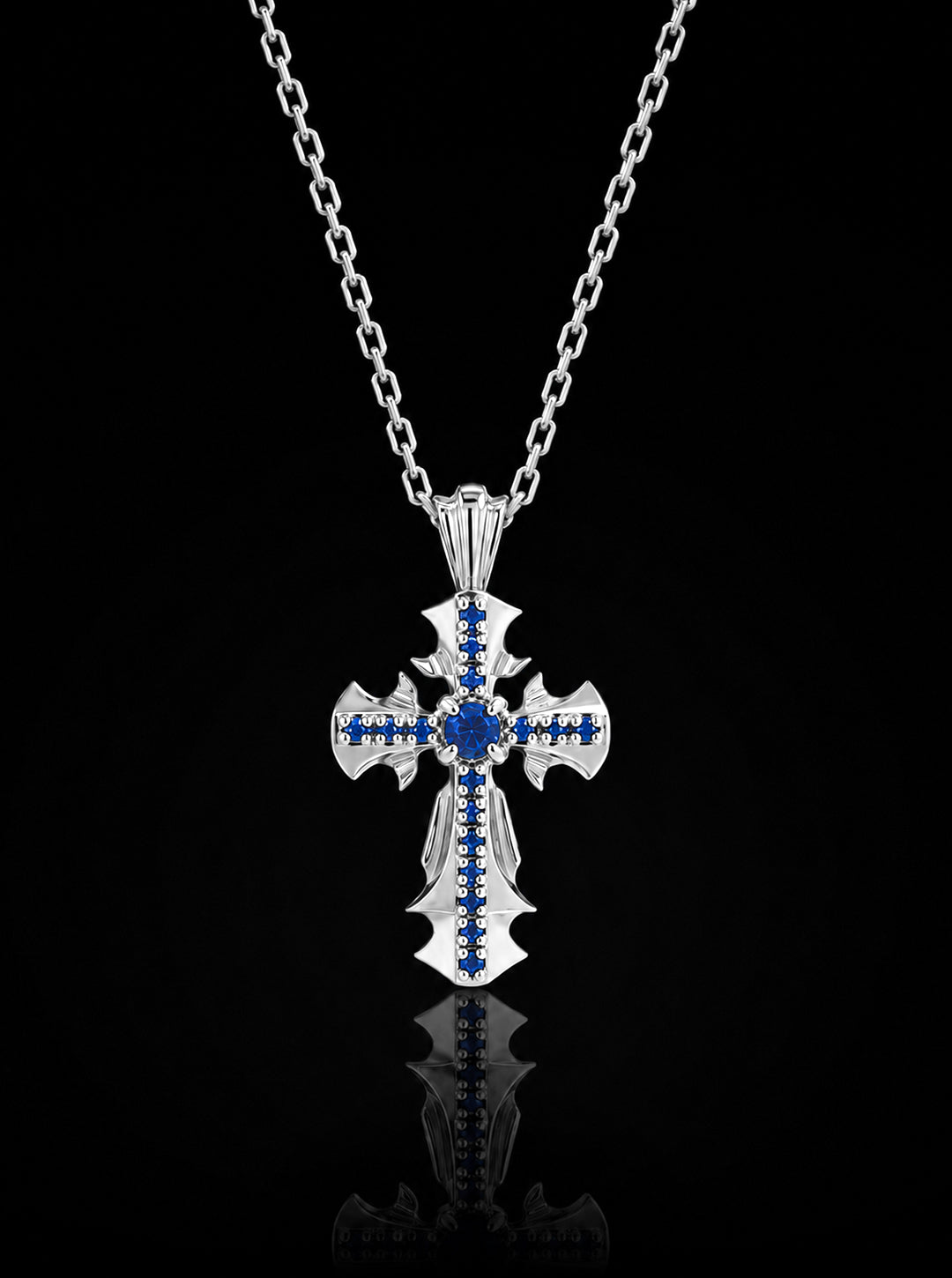 Crucis core 18K gold pendant necklace, Sapphire [Made-to-order]