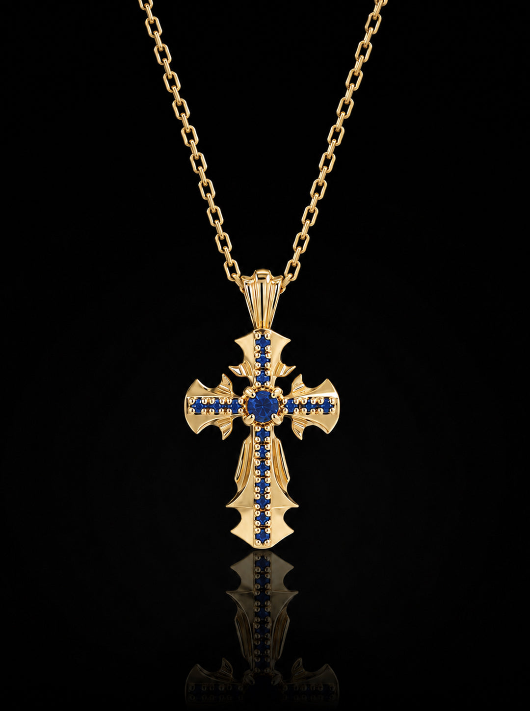 Crucis core 18K gold pendant necklace, Sapphire [Made-to-order]