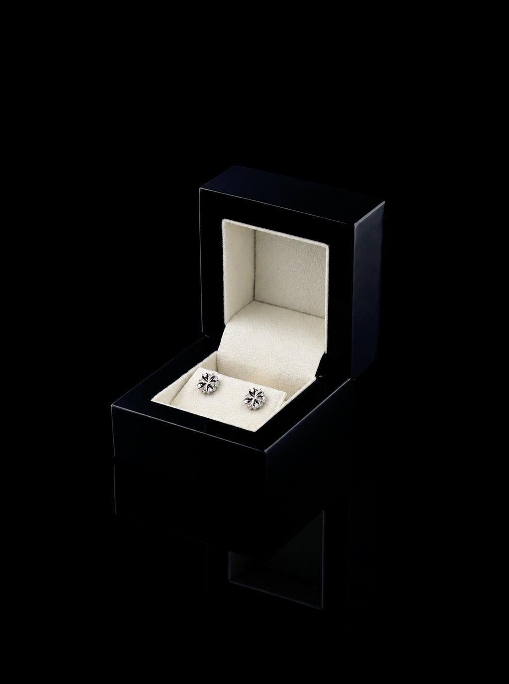 Clover-cross quadruplets 18K gold earrings, Diamonds [Made-to-order]