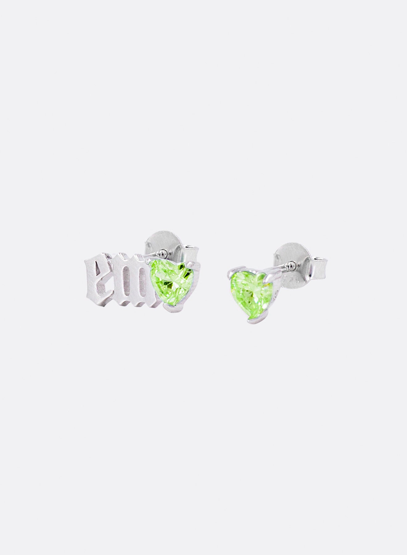 "EMO" heart earrings (Apple-green)