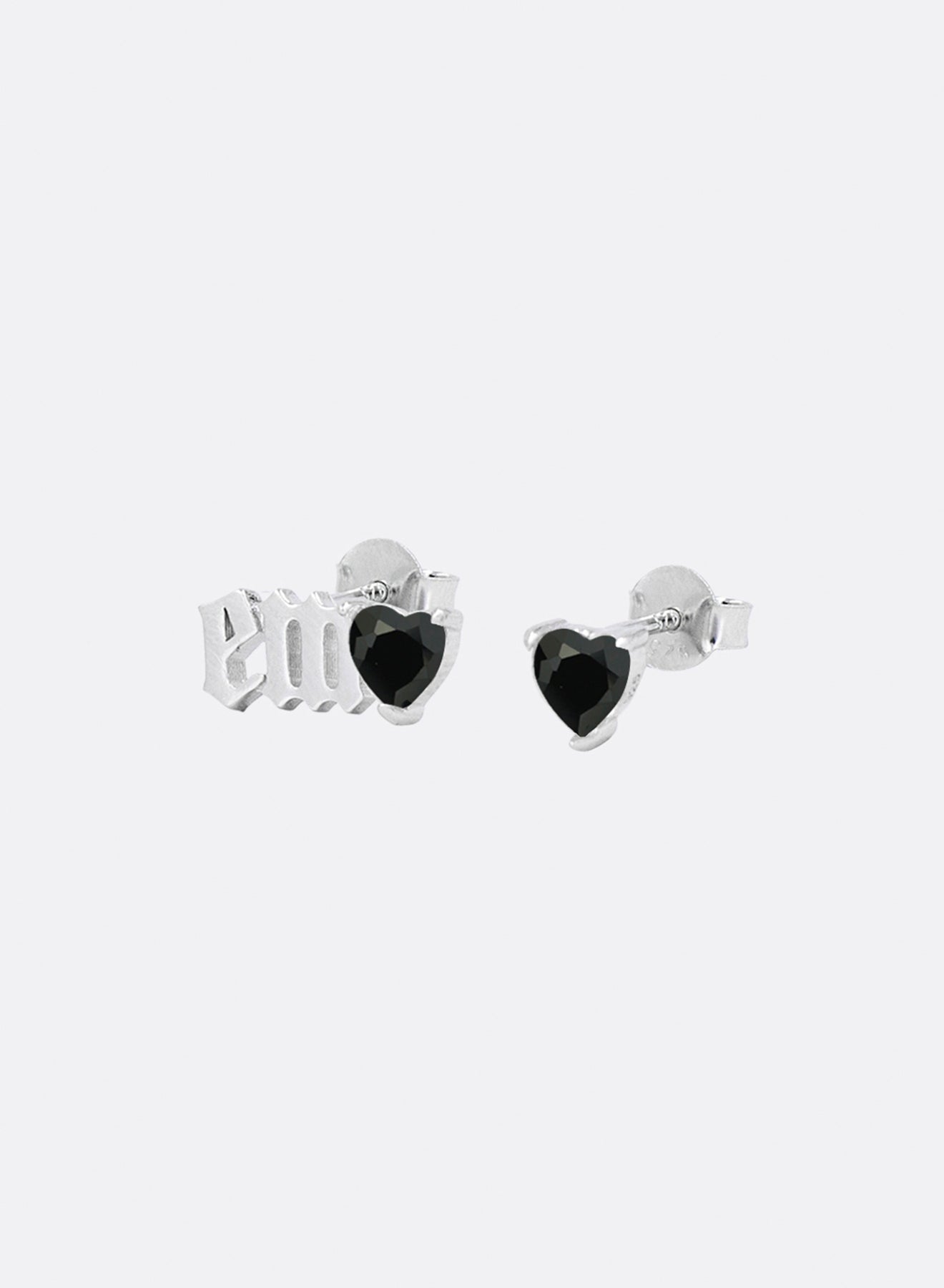 "EMO" heart earrings (Black)