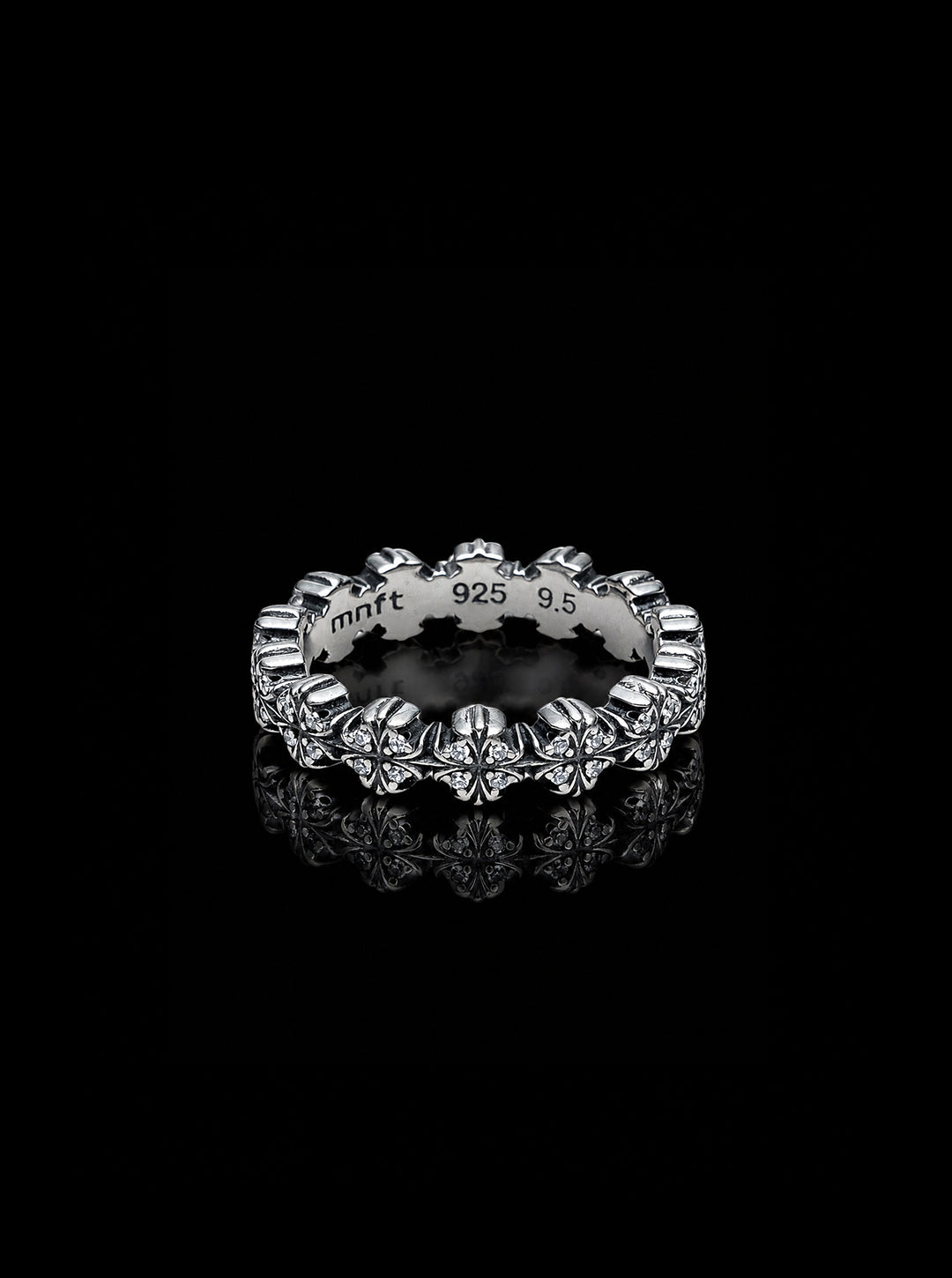 Maltese cross quadruplets classic oxidised ring