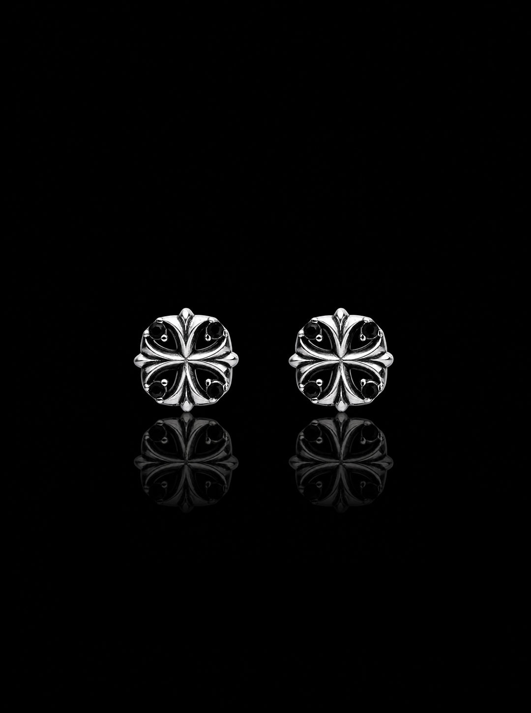 Maltese cross stud oxidised earrings