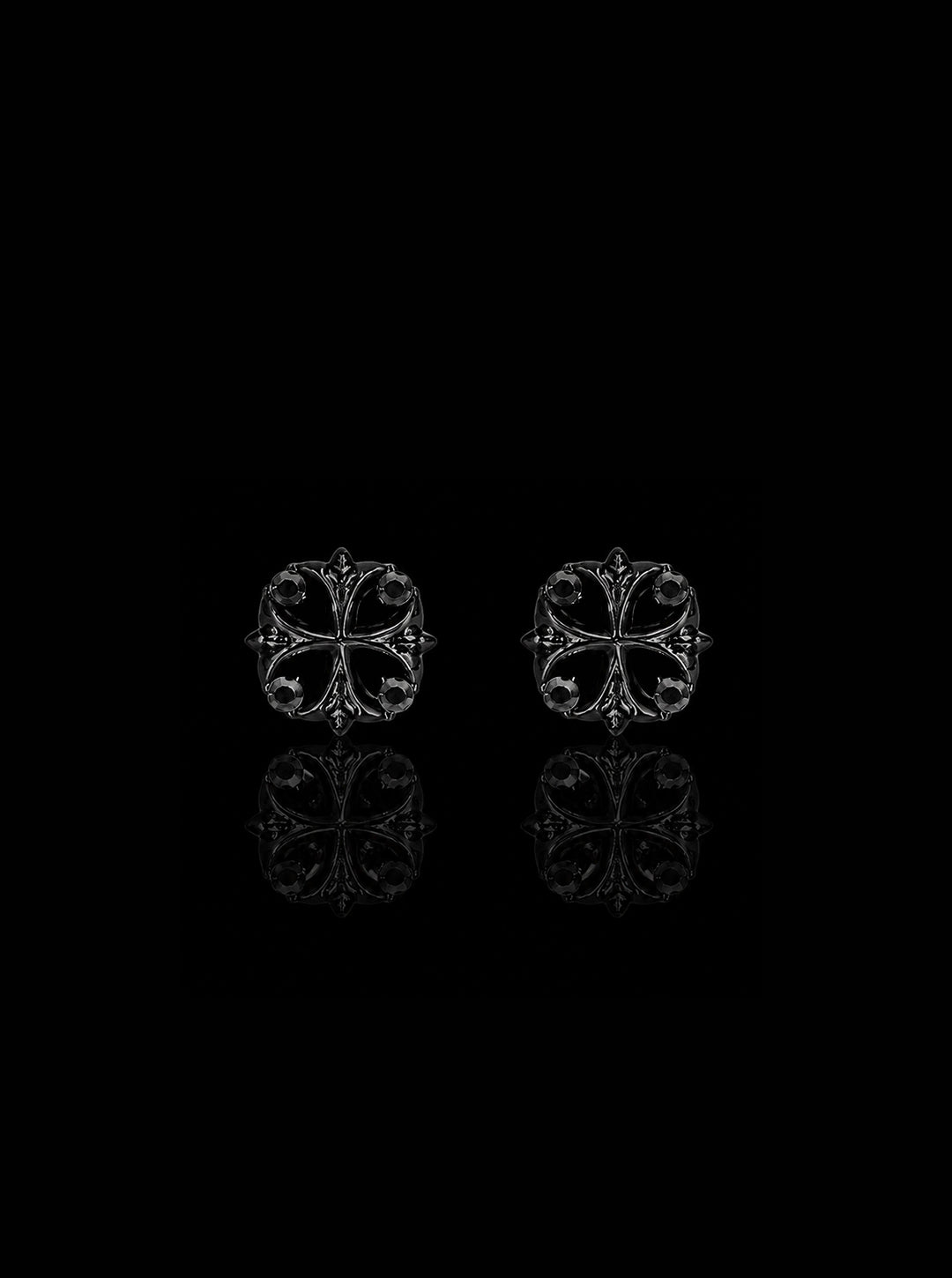 Maltese cross stud black earrings