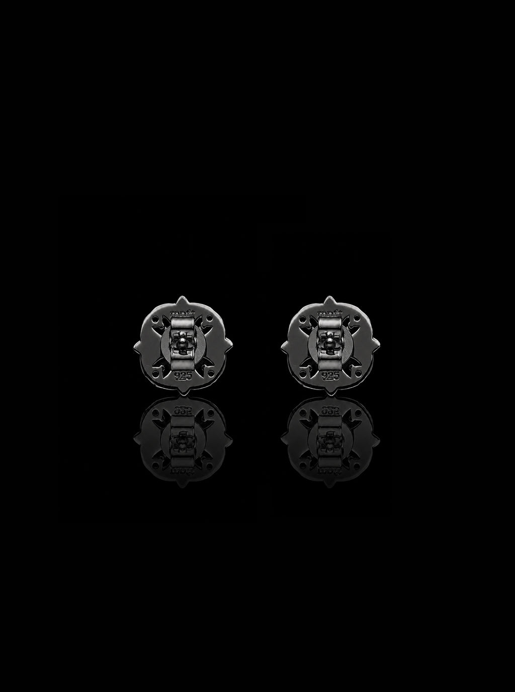Maltese cross stud black earrings
