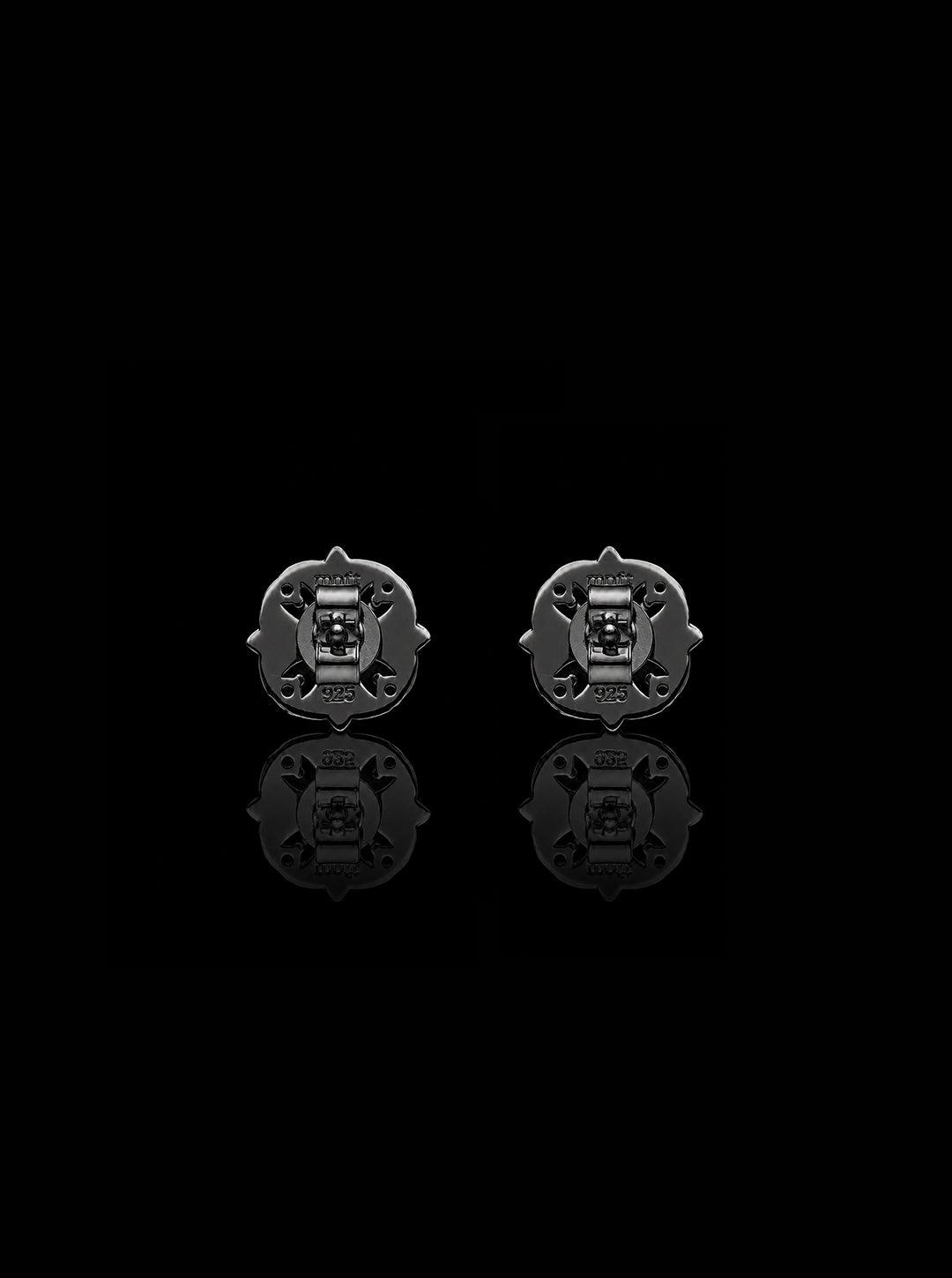 Maltese cross stud black earrings