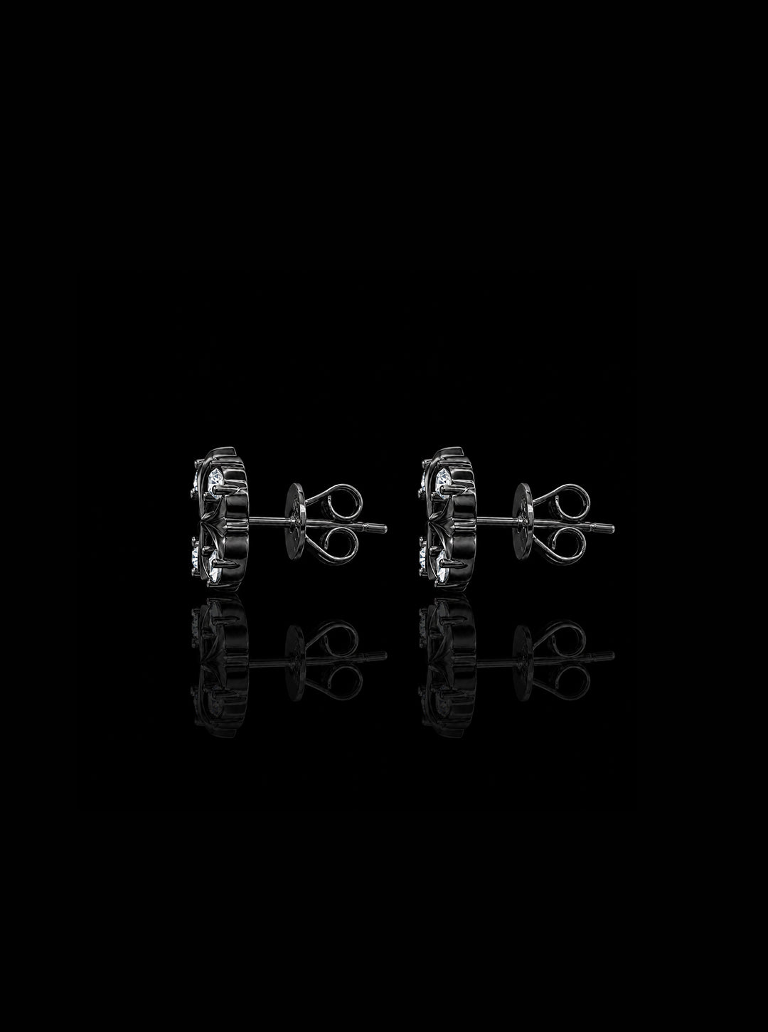 Maltese cross stud black earrings