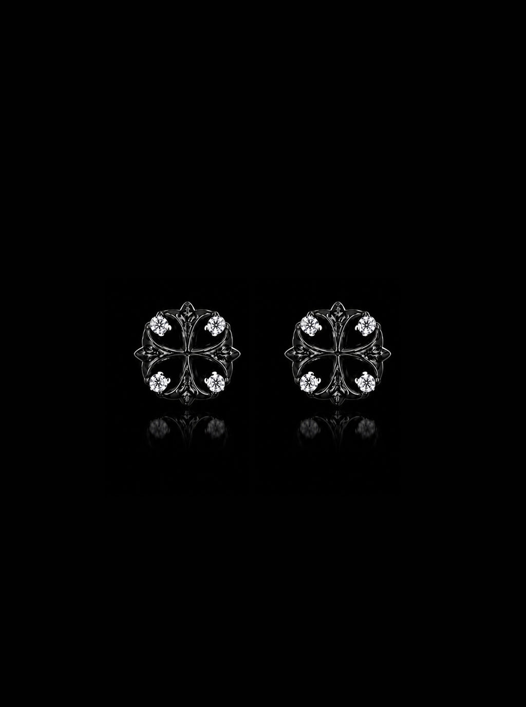 Maltese cross stud black earrings