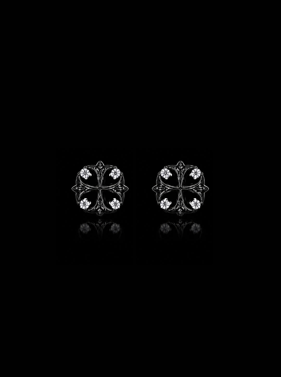 Maltese cross stud black earrings