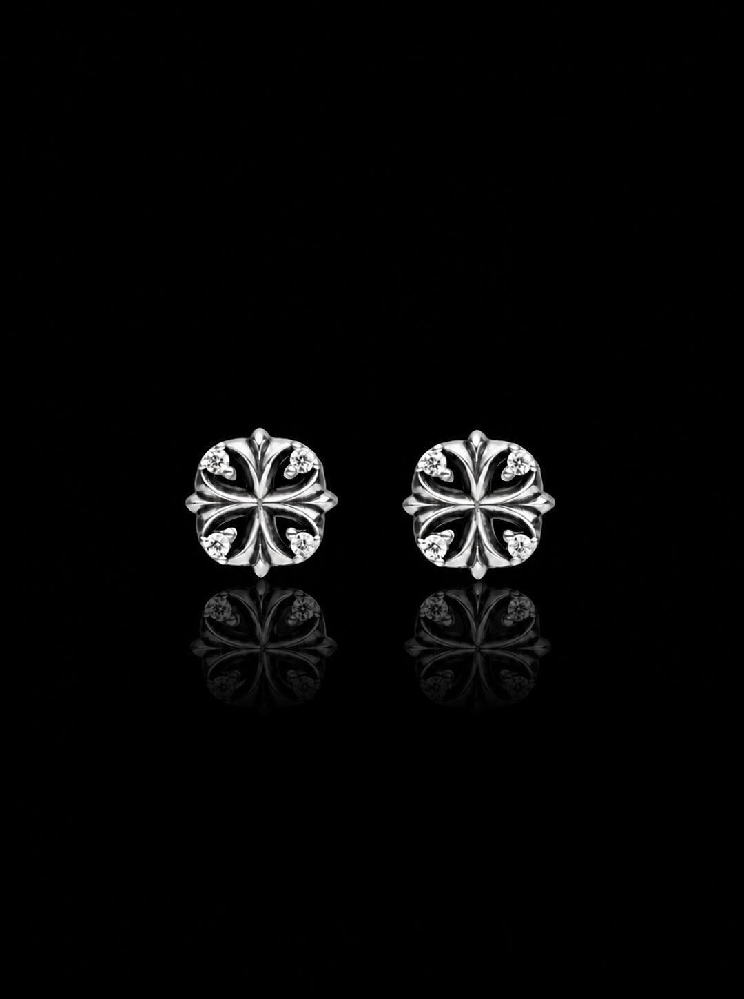 Maltese cross stud oxidised earrings