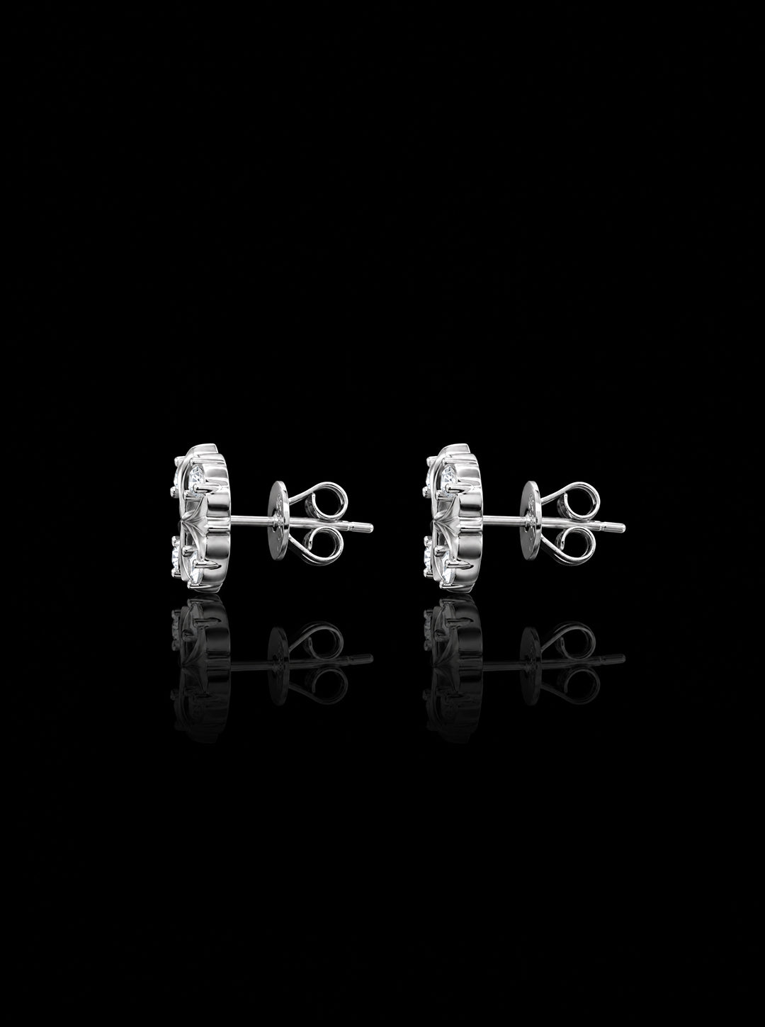 Maltese cross stud oxidised earrings