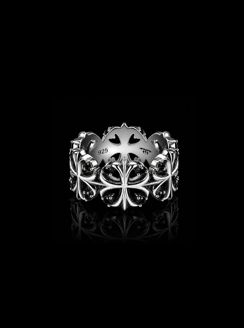 Clover cross quadruplets ring [Black]