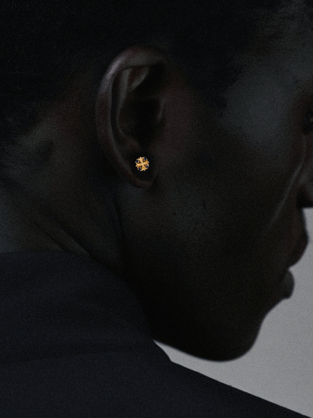 Maltese-cross quadruplets 18K gold earrings, Sapphire [Made-to-order]