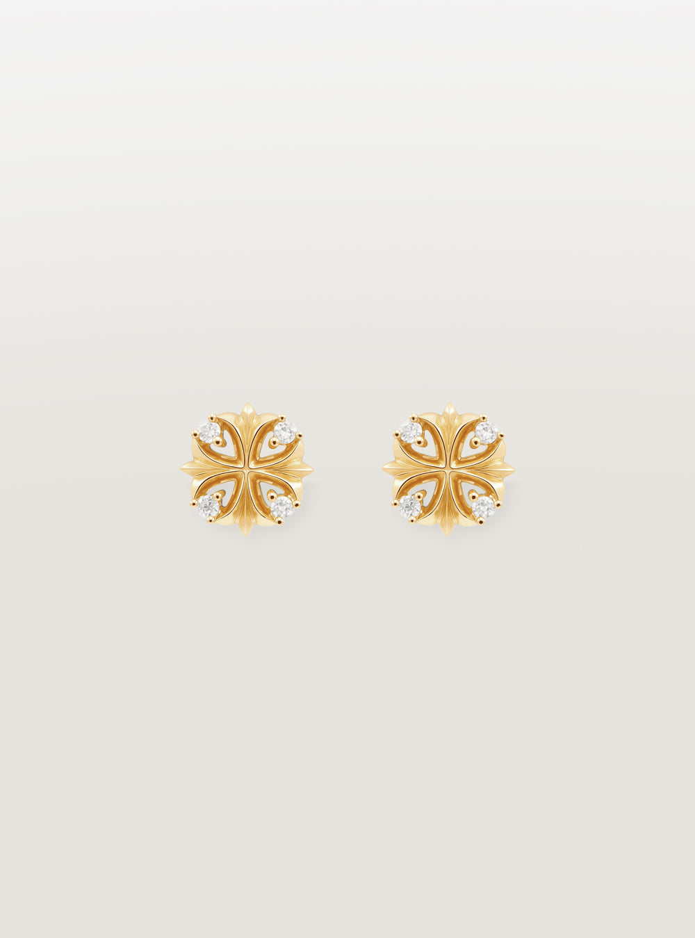 Maltese-cross quadruplets 18K gold earrings, Diamonds [Made-to-order]