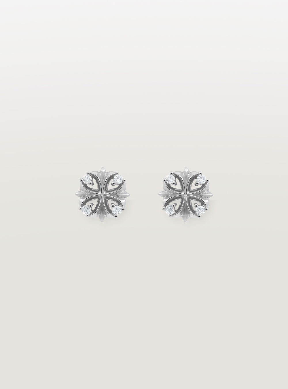 Maltese-cross quadruplets 18K gold earrings, Diamonds [Made-to-order]