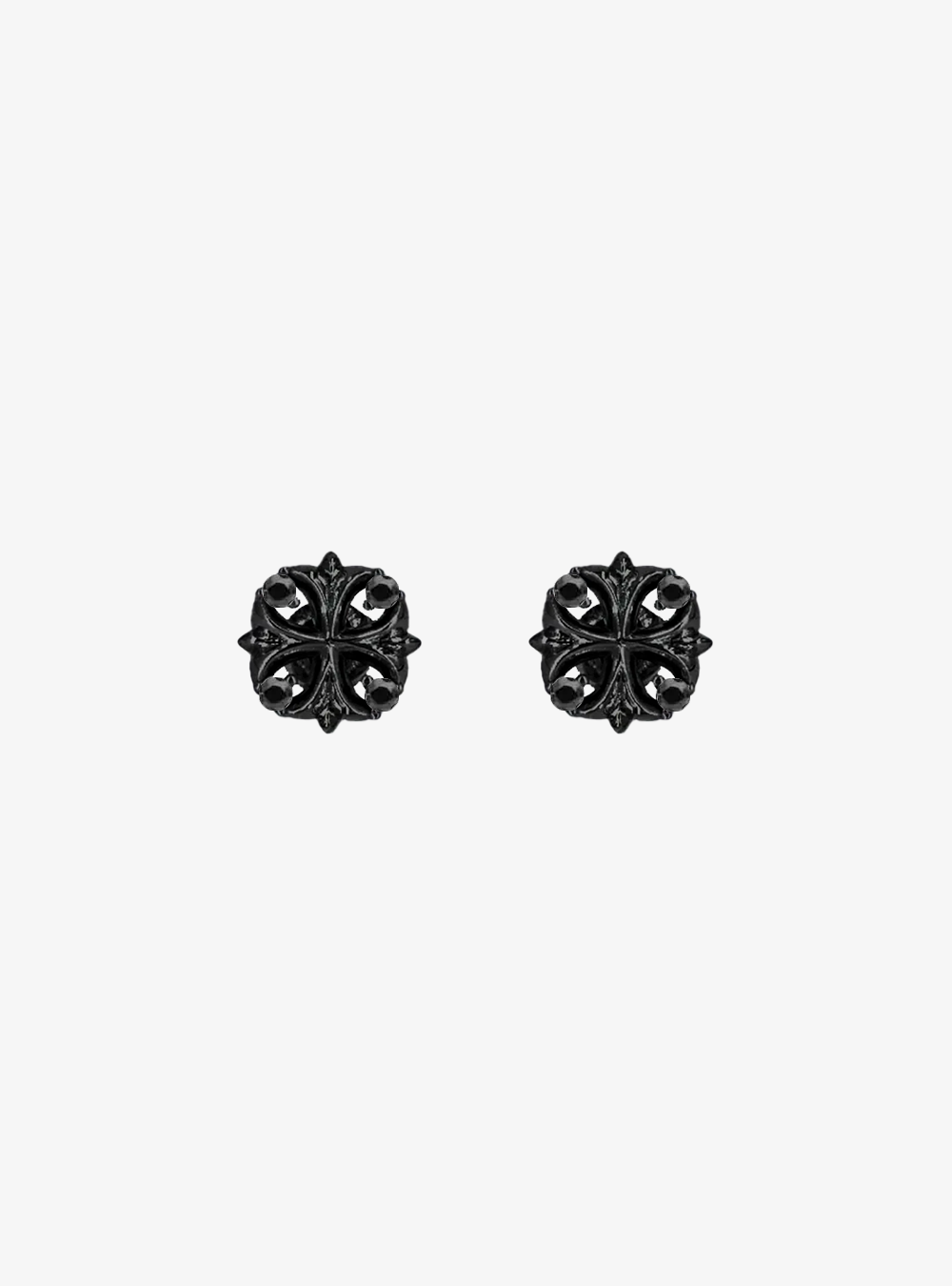 Maltese cross stud black earrings