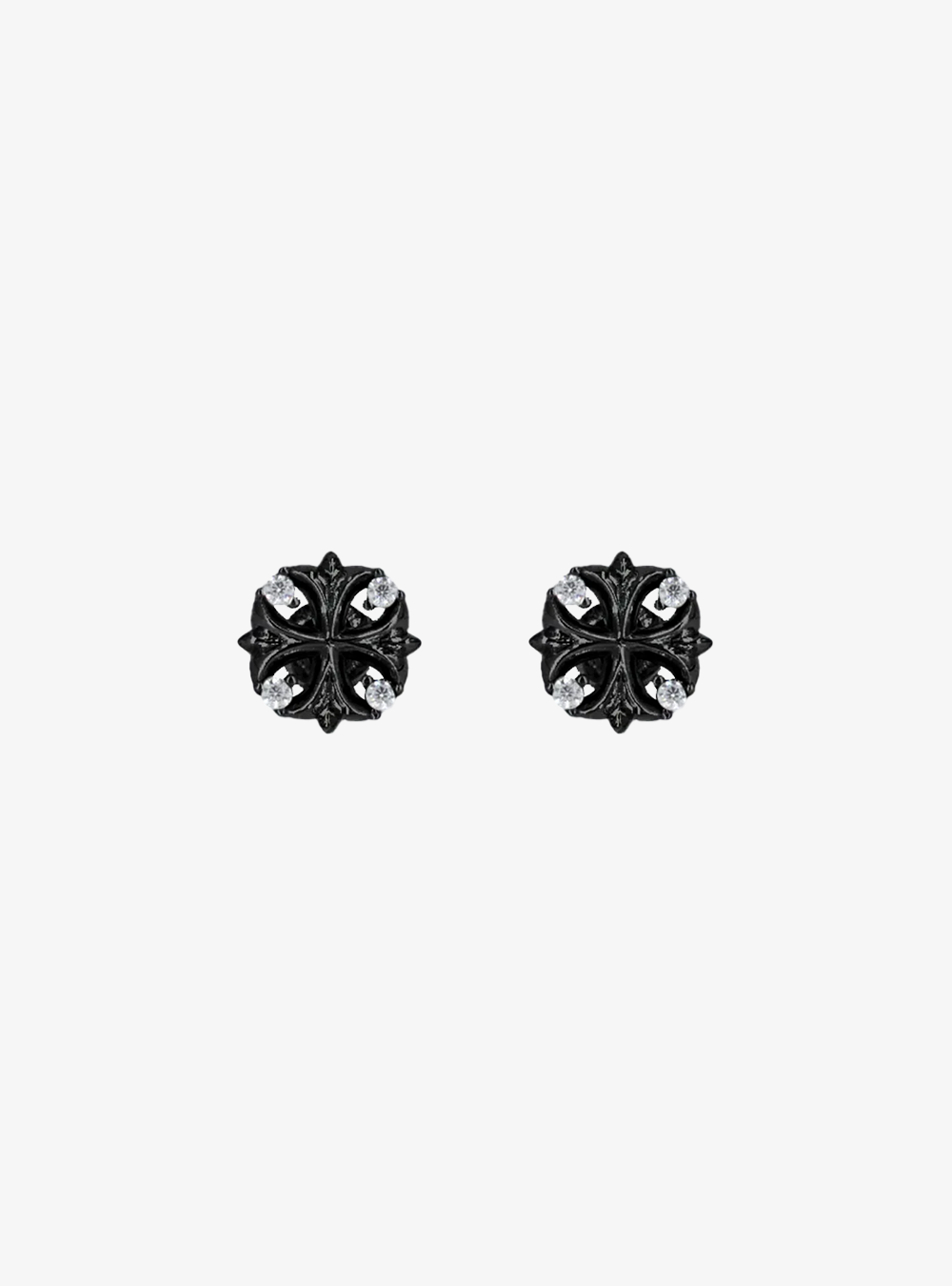 Maltese cross stud black earrings