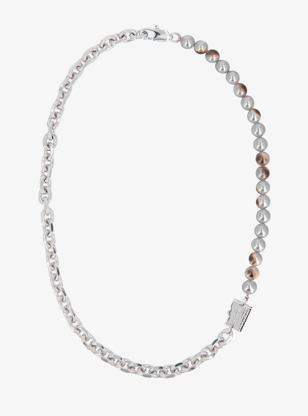 Micro-SD white burnt pearls necklace