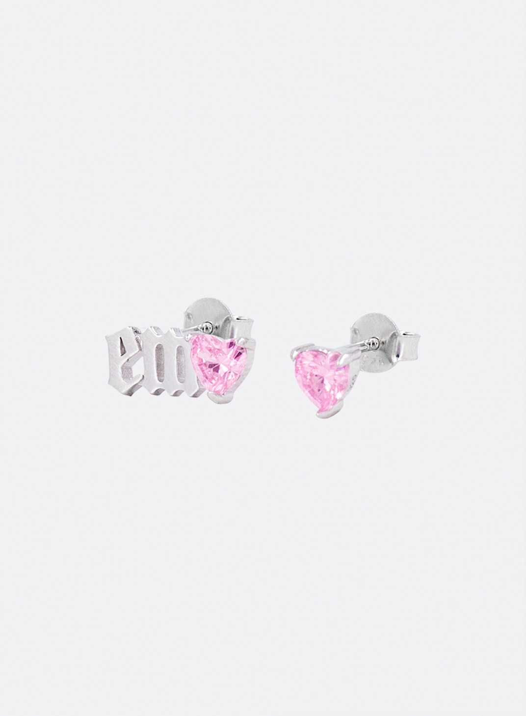 "EMO" heart earrings (Pink)