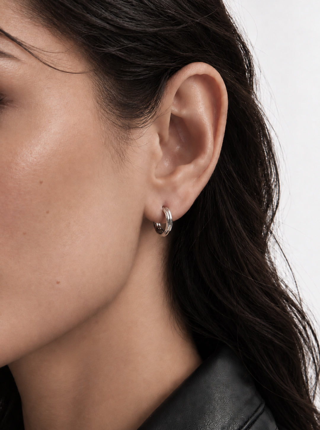 Wooody hoop sterling silver earrings