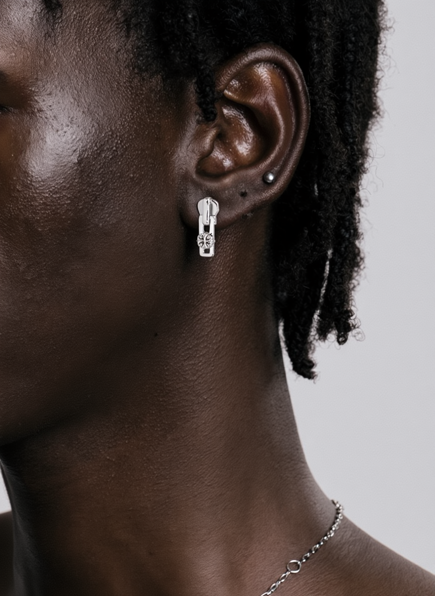 Maltese-cross quadruplets zipper puller earrings