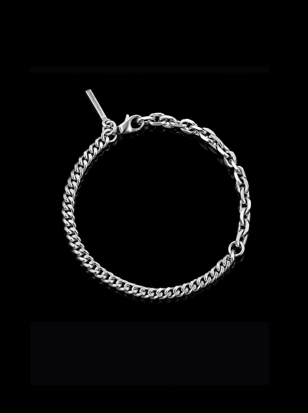 Curbchain w/ cable silver chain bracelet